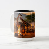Tasse 2 Couleurs Elégance dans la nature : Giraffe majestueuse Silh (Devant gauche)