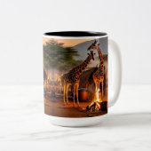 Tasse 2 Couleurs Elégance dans la nature : Giraffe majestueuse Silh (Devant droit)