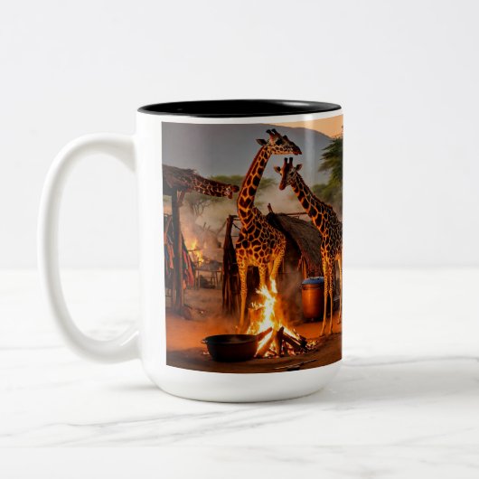 Tasse 2 Couleurs Elégance dans la nature : Giraffe majestueuse Silh (Gauche)