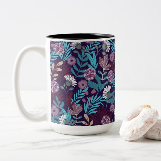 Tasse 2 Couleurs Élégance turquoise et bordeaux (Avec donut)