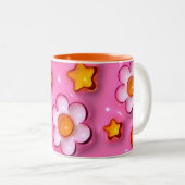 Tasse 2 Couleurs Elegant 3D Floral Bloom Design, Flower Pattern Cof (Devant droit)