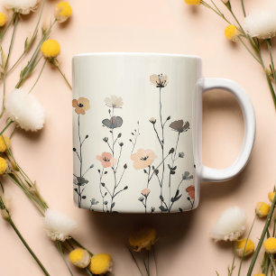 Tasse 2 Couleurs Elégant aquarelle Fleur sauvage rustique
