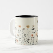 Tasse 2 Couleurs Elégant aquarelle Fleur sauvage rustique (Devant gauche)