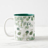 Tasse 2 Couleurs Elégant aquarelle vert Monogramme (Gauche)