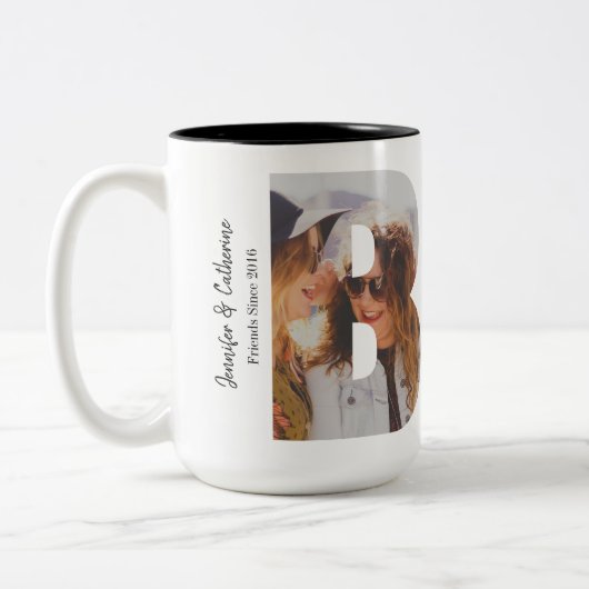 Tasse 2 Couleurs Elégant BFF Best Friends Forever 3 Photo Collage (Gauche)