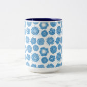 Tasse 2 Couleurs Elegant Blue Botanical Pattern (Centre)
