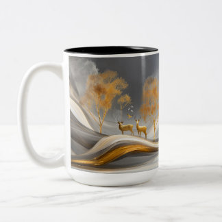 Tasse 2 Couleurs ✨Élégant Cerf Doré Luxe Nature Artwork