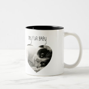 Tasse 2 Couleurs Élégant Chat Photo Cœur Café Deux Tons