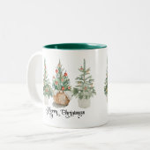 Tasse 2 Couleurs Elegant Christmas Trees Holiday (Devant gauche)
