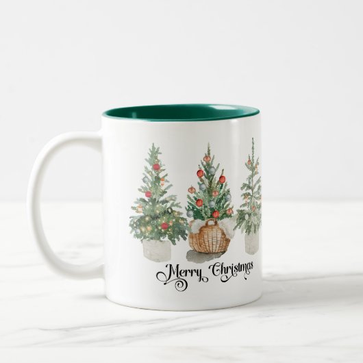 Tasse 2 Couleurs Elegant Christmas Trees Holiday (Gauche)