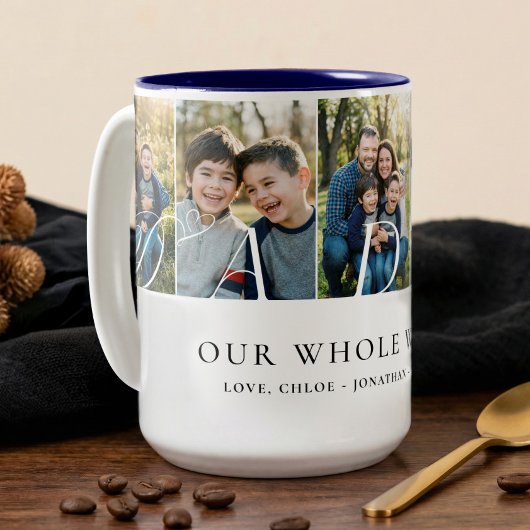 Tasse 2 Couleurs Elegant Daddy Photo Collage Fathers Day keepsake