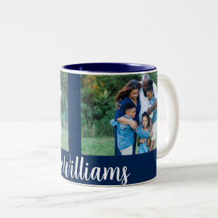 Tasse 2 Couleurs Élégant Deux Collage Famille Photo Et Signature