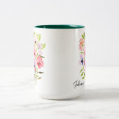 Tasse 2 Couleurs Élégant Fleur sauvage aquarelle avec nom (Centre)