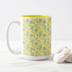 Tasse 2 Couleurs Élégant Fleur sauvage chic jaune