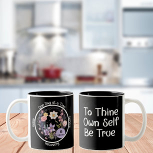 Tasse 2 Couleurs Elégant Floral Custom Sobriety Anniversaire Cadeau
