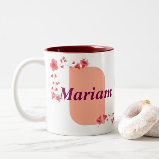 Tasse 2 Couleurs Elegant Floral Monogram Letter A & Mariam Name Cus (Avec donut)