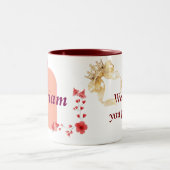 Tasse 2 Couleurs Elegant Floral Monogram Letter A & Mariam Name Cus (Centre)