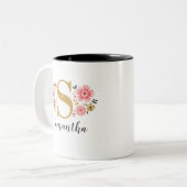 Tasse 2 Couleurs Élégant floral rose (Devant gauche)