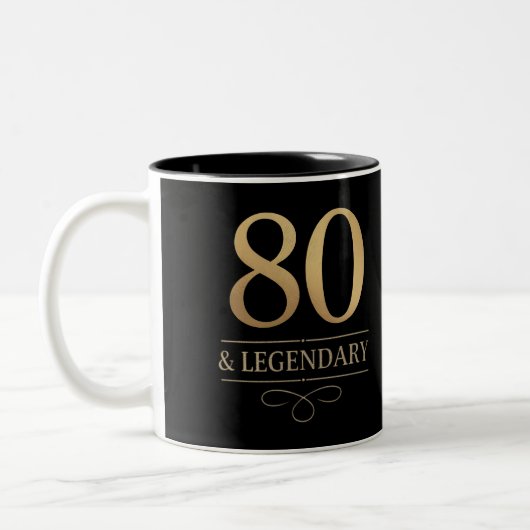 Tasse 2 Couleurs Elégant Gold 80th & Legendary Birthday (Gauche)