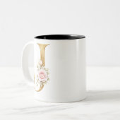 Tasse 2 Couleurs Elegant Gold Floral Letter J Monogram Logo (Devant gauche)