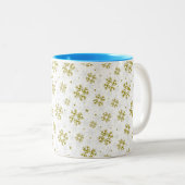 Tasse 2 Couleurs Elegant Gold Snowflake Winter Pattern (Devant droit)