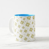 Tasse 2 Couleurs Elegant Gold Snowflake Winter Pattern (Devant gauche)