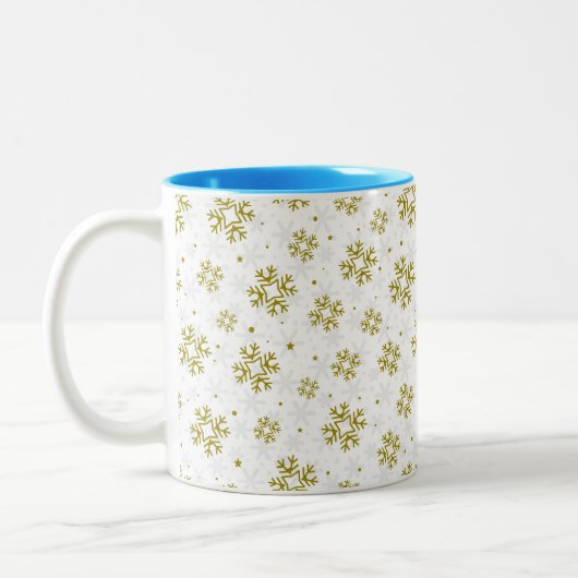 Tasse 2 Couleurs Elegant Gold Snowflake Winter Pattern (Gauche)