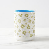 Tasse 2 Couleurs Elegant Gold Snowflake Winter Pattern (Centre)