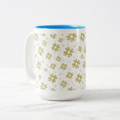 Tasse 2 Couleurs Elegant Gold Snowflake Winter Pattern (Devant gauche)