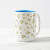 Tasse 2 Couleurs Elegant Gold Snowflake Winter Pattern (Devant droit)