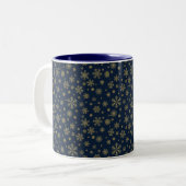 Tasse 2 Couleurs Elegant Gold Snowflake Winter Pattern (Devant gauche)