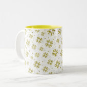 Tasse 2 Couleurs Elegant Gold Snowflake Winter Pattern (Devant gauche)