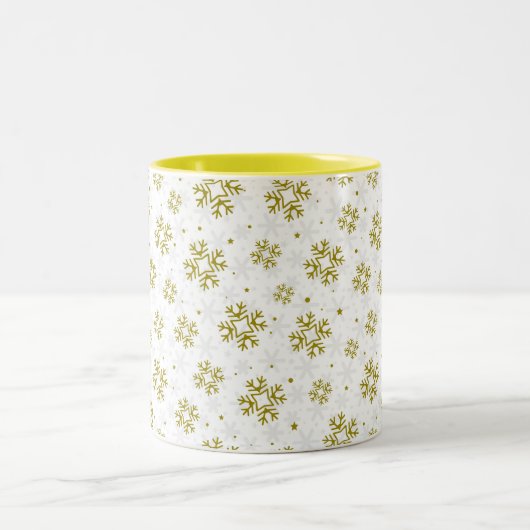 Tasse 2 Couleurs Elegant Gold Snowflake Winter Pattern (Centre)