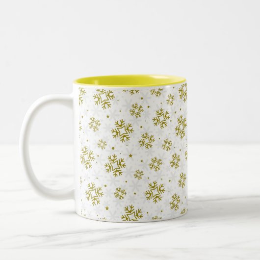 Tasse 2 Couleurs Elegant Gold Snowflake Winter Pattern (Gauche)