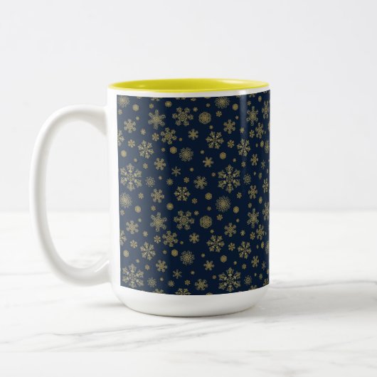 Tasse 2 Couleurs Elegant Gold Snowflake Winter Pattern (Gauche)