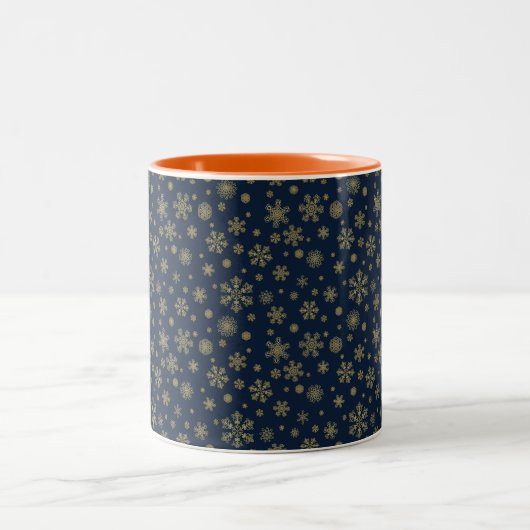 Tasse 2 Couleurs Elegant Gold Snowflake Winter Pattern (Centre)