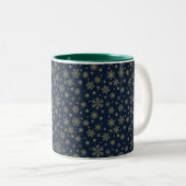 Tasse 2 Couleurs Elegant Gold Snowflake Winter Pattern (Devant droit)