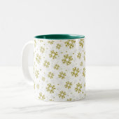 Tasse 2 Couleurs Elegant Gold Snowflake Winter Pattern (Devant gauche)