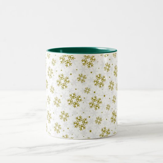 Tasse 2 Couleurs Elegant Gold Snowflake Winter Pattern (Centre)