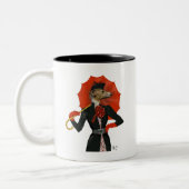 Tasse 2 Couleurs Elégant Greyhound et parapluie rouge 2 (Gauche)