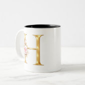 Tasse 2 Couleurs Elegant Letter H Floral Monogram (Devant gauche)