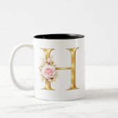 Tasse 2 Couleurs Elegant Letter H Floral Monogram (Gauche)