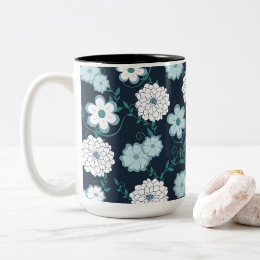 Tasse 2 Couleurs Elegant Modern Flower (Avec donut)