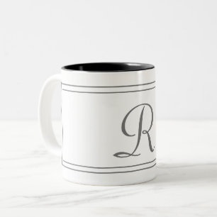 Tasse 2 Couleurs Élégant Monogramme Blanc initial trié