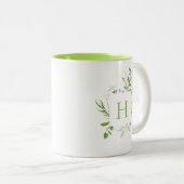 Tasse 2 Couleurs Élégant Monogramme Botanique Fleur sauvage (Devant droit)