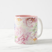 Tasse 2 Couleurs Élégant Monogramme Floral (Devant droit)
