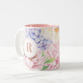 Tasse 2 Couleurs Élégant Monogramme Floral (Devant gauche)