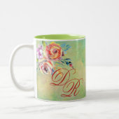 Tasse 2 Couleurs Élégant monogramme floral aquarelle (Gauche)
