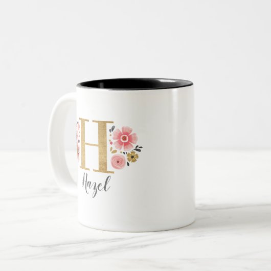 Tasse 2 Couleurs Élégant Monogramme initial (Devant gauche)