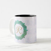 Tasse 2 Couleurs Élégant Monogramme Lettres initiales avec Mandala (Devant gauche)